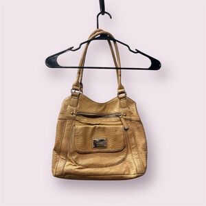 Nine West vegan leather pre-loved good condition women's beige handbag